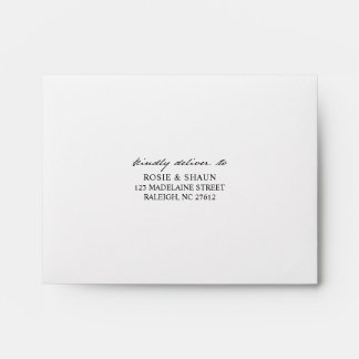 Pen Script Minimalist Calligraphy White Wedding Envelope