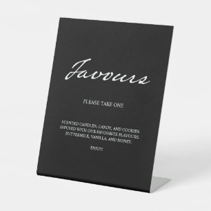 Pen Script Modern Minimalist Favours Black Wedding Pedestal Sign