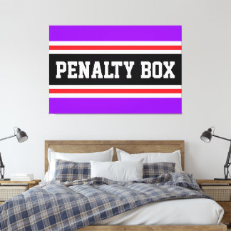 PENALTY BOX Black White Bright Purple Stripes Canvas Print