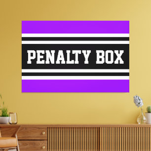 PENALTY BOX Black White Bright Purple Stripes Canvas Print