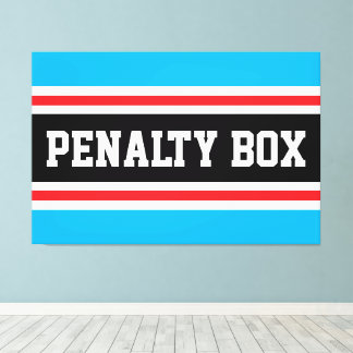 PENALTY BOX Black White Bright Red Blue Stripes Canvas Print