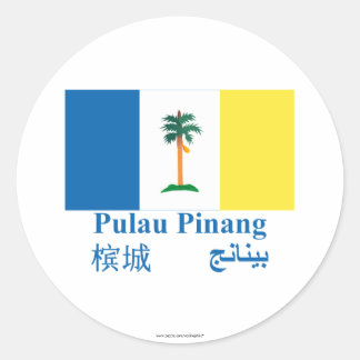 Penang flag with name classic round sticker