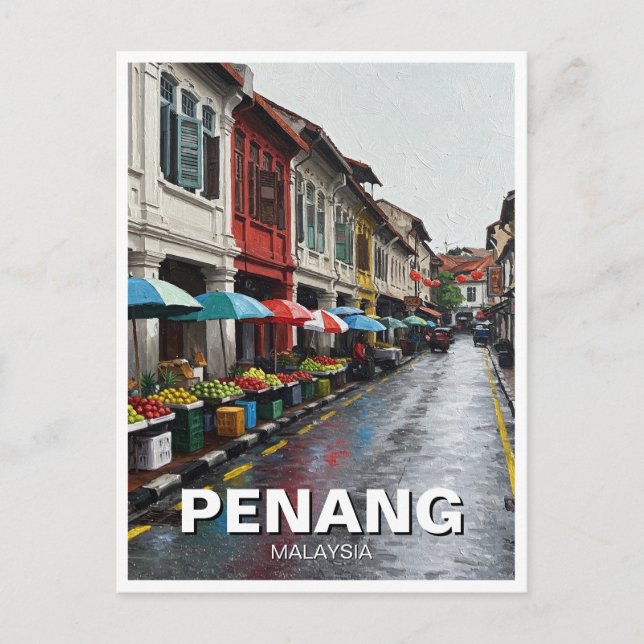 Penang Malaysia Georgetown Travel Postcard (Front)