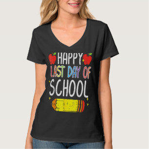 Pencil Apple Happy Last Day Of Kindergarten School T-Shirt