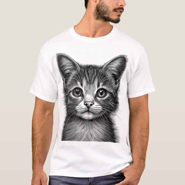 pencil art cat T-Shirt (Front)