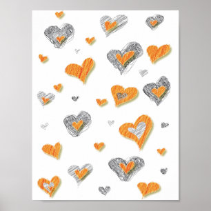 Pencil Art Hearts Canvas Poster