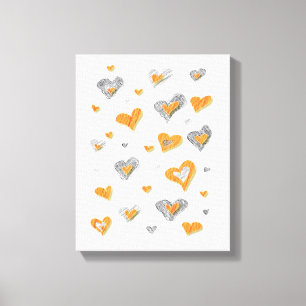 Pencil Art Hearts Wrapped Canvas Print