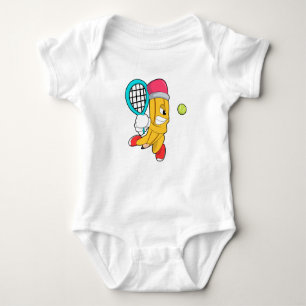 Pencil at Tennis with Tennis racket Baby Bodysuit