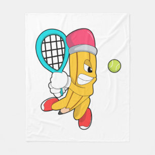 Pencil at Tennis with Tennis racket Fleece Blanket