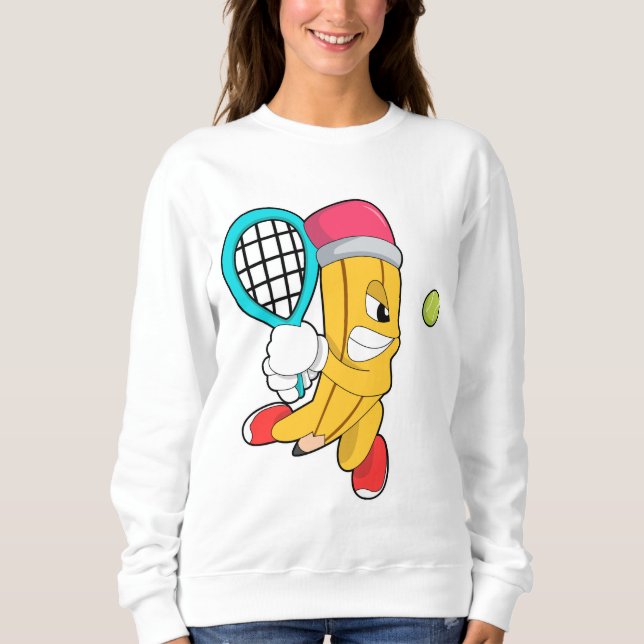 Pencil at Tennis with Tennis racket Sweatshirt (Front)