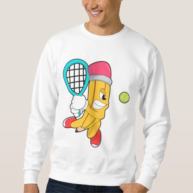 Pencil at Tennis with Tennis racket Sweatshirt (Front)