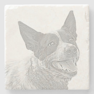 Pencil Australian Cattle Dog Marble Coaster