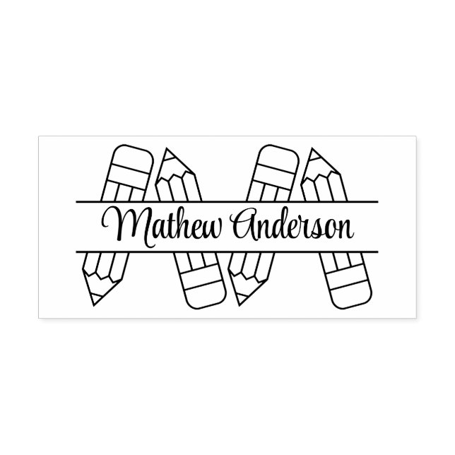 Pencil Back to School Rubber Stamp (Imprint)