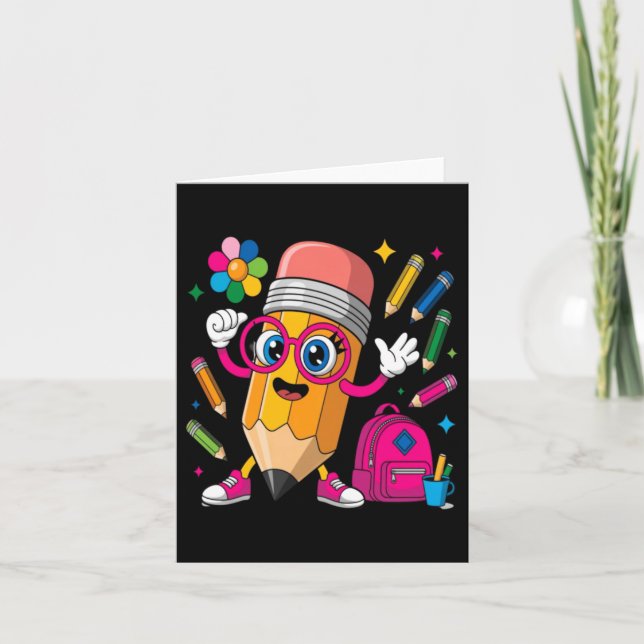 Pencil Character Learn Create Card (Front)