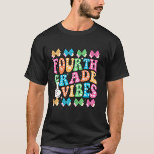Pencil Coquette Bow Fourth Grade Retro Back To Sch T-Shirt