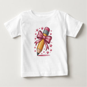 Pencil Coquette Bow Teacher Appreciation School Baby T-Shirt
