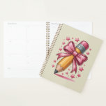 Pencil Coquette Bow Teacher Appreciation School Planner<br><div class="desc">Pencil Coquette Bow Teacher Appreciation Back To School</div>