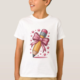 Pencil Coquette Bow Teacher Appreciation School T-Shirt
