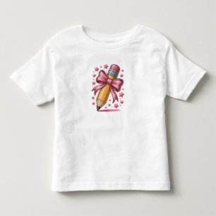 Pencil Coquette Bow Teacher Appreciation School Toddler T-Shirt