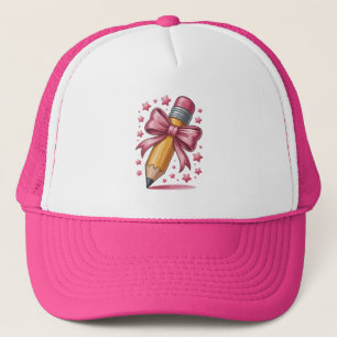 Pencil Coquette Bow Teacher Appreciation School Trucker Hat