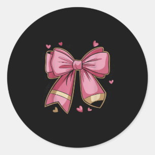 Pencil Coquette Bow Test Day Teacher Motivational  Classic Round Sticker