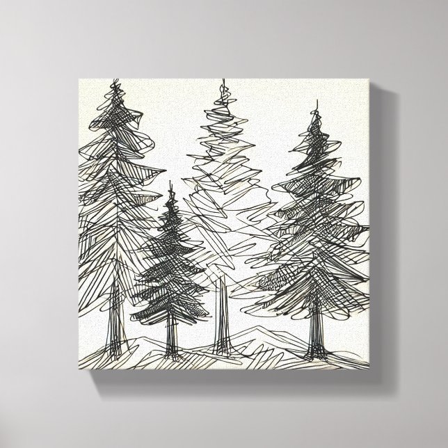 Pencil Drawing Print of Pine Trees (Front)