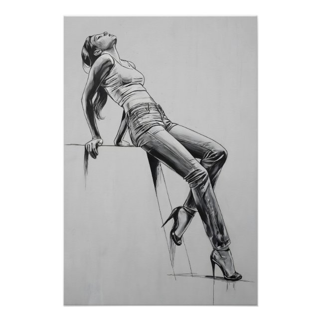 pencil drawing - woman in high heels | timeless poster (Front)