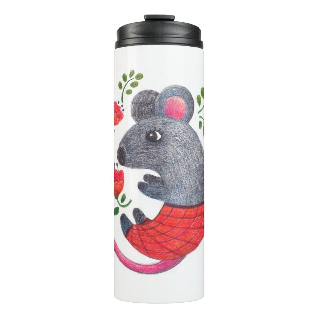 Pencil drawn mouse thermal tumbler (Front)