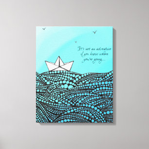 Pencil Drawn Paper boat motivational text Canvas Print