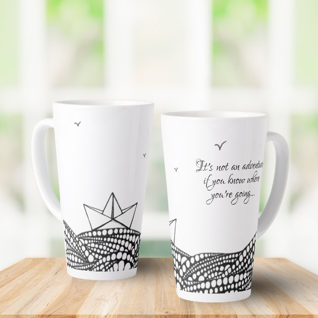 Pencil Drawn Paper boat | motivational text Latte Mug (Creator Uploaded)