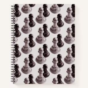 Pencil Drawn Pawns Pattern Chess Notebook