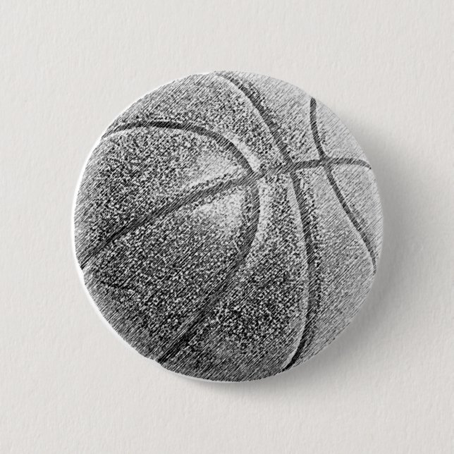 Pencil Effect Basketball 6 Cm Round Badge (Front)