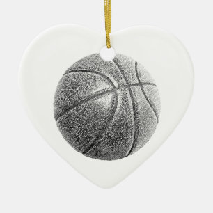 Pencil Effect Basketball Ceramic Tree Decoration