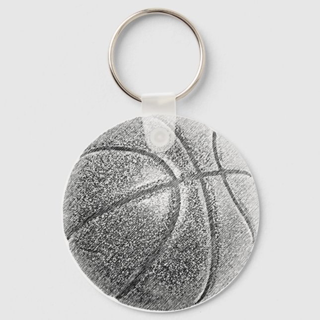 Pencil Effect Basketball Key Ring (Front)