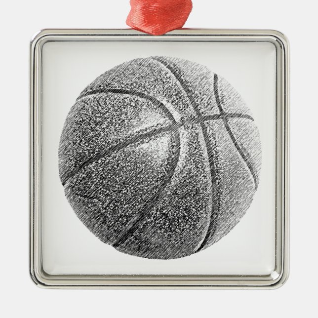 Pencil Effect Basketball Metal Tree Decoration (Front)