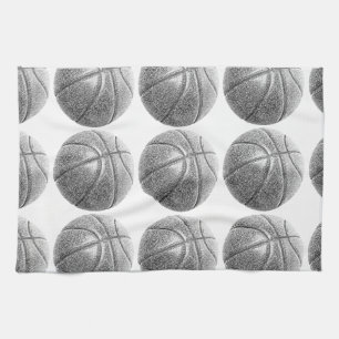 Pencil Effect Basketball Tea Towel