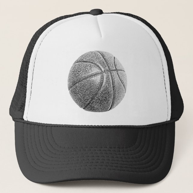 Pencil Effect Basketball Trucker Hat (Front)