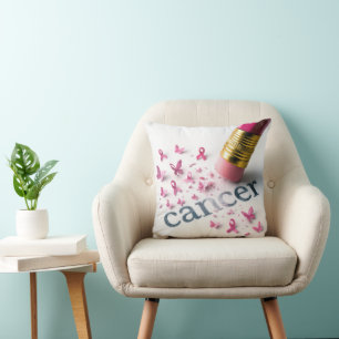 Pencil Erasing Cancer Text Cushion