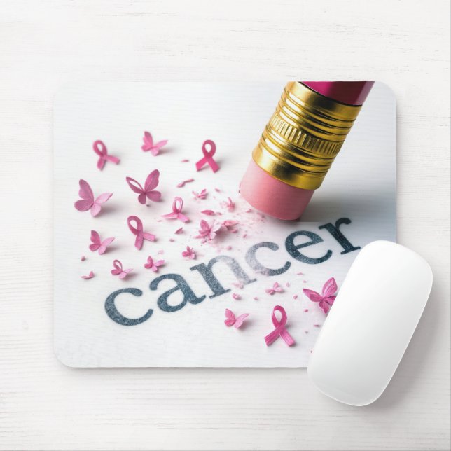 Pencil Erasing Cancer Text  Mouse Pad (With Mouse)