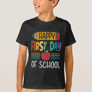 Pencil Happy First Day Of School Teacher Boys Girl T-Shirt