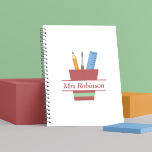 Pencil Holder Monogram Teacher Thank You Gift  Notebook
