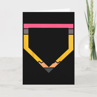 Pencil Home Plate Baseball Lovers Boys Kids Back T Card