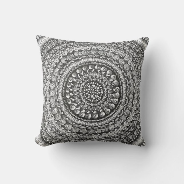 Pencil Original Art Mandala Design Cushion (Front)