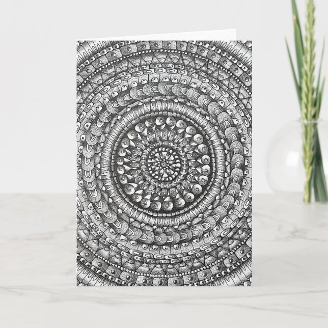 Pencil Original Art Mandala Design Greeting Card (Front)