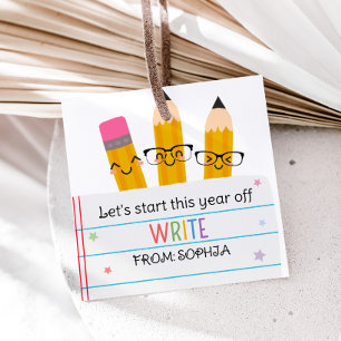 Pencil Paper Back to School Square Favour Tags