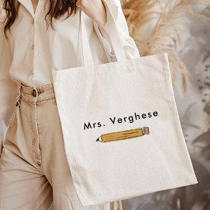 Pencil Personalised Teacher Tote Bag
