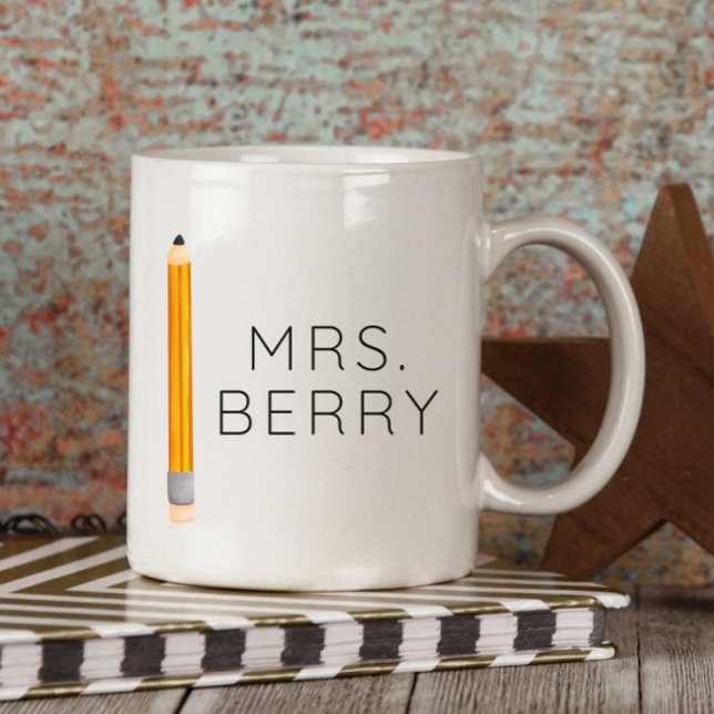 Pencil Personalised Teacher  Two-Tone Coffee Mug (Creator Uploaded)