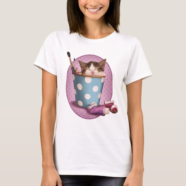 Pencil pot kitten T-Shirt (Front)