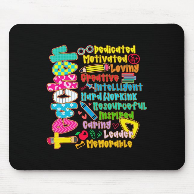 Pencil Preppy Teacher Dedicated Motivated Back To  Mouse Pad (Front)