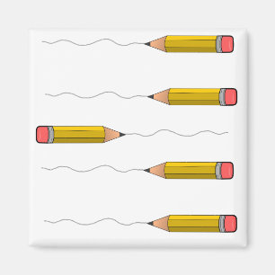 Pencil scrabble on white magnet